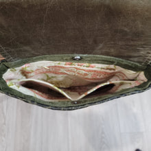 Load image into Gallery viewer, Hunter Green Suede and Leather Purse with Vintage Fabric lining