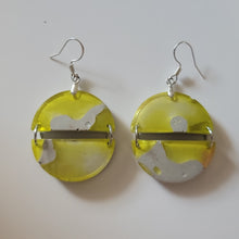 Load image into Gallery viewer, Unique Cement & Resin Earrings yellow & grey