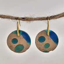 Load image into Gallery viewer, Avant-Garde Green & Blue Cement & Resin Earrings