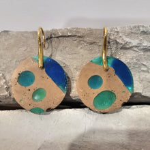 Load image into Gallery viewer, Avant-Garde Green & Blue Cement & Resin Earrings