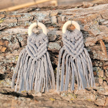 Load image into Gallery viewer, Boho Wood & Macrame Earrings