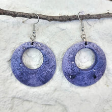 Load image into Gallery viewer, Cement & recylced glass Earrings in Purple