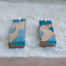 Load image into Gallery viewer, Blue Resin & Taupe Concrete Earrings