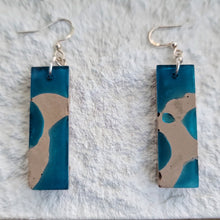 Load image into Gallery viewer, Blue Resin & Taupe Concrete Earrings
