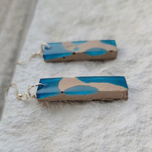 Load image into Gallery viewer, Blue Resin & Taupe Concrete Earrings