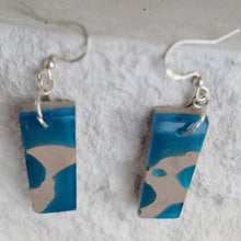Load image into Gallery viewer, Blue Resin & Taupe Concrete Earrings