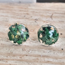 Load image into Gallery viewer, Moss/lichen Circle Stud Earrings