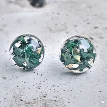 Load image into Gallery viewer, Moss/lichen Circle Stud Earrings