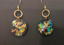 Load image into Gallery viewer, Round Iridescent Black Cement Earrings