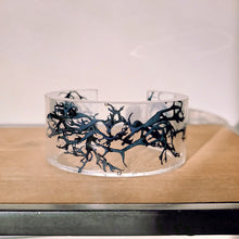 Load image into Gallery viewer, Dried Moss Cuff Bracelet dyed blue