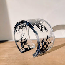 Load image into Gallery viewer, Dried Moss Cuff Bracelet dyed blue