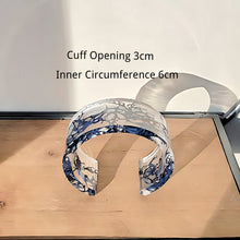 Load image into Gallery viewer, Dried Moss Cuff Bracelet dyed blue