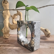 Load image into Gallery viewer, Tumbled Riverstone & Concrete Plant Propagation Square