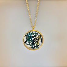 Load image into Gallery viewer, Handmade Resin Necklace with dried moss Gold & Green