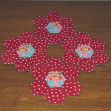 Load image into Gallery viewer, Strawberry Shortcake themed hand sewn coasters double sided (set of 4)
