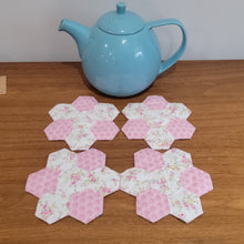 Load image into Gallery viewer, Reversible hand sewn coasters mix of florals &amp; dots  (set of 4)
