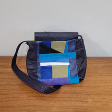 Load image into Gallery viewer, Stylish Blue, Navy, Purple Patchwork Leather Purse
