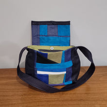 Load image into Gallery viewer, Stylish Blue, Navy, Purple Patchwork Leather Purse
