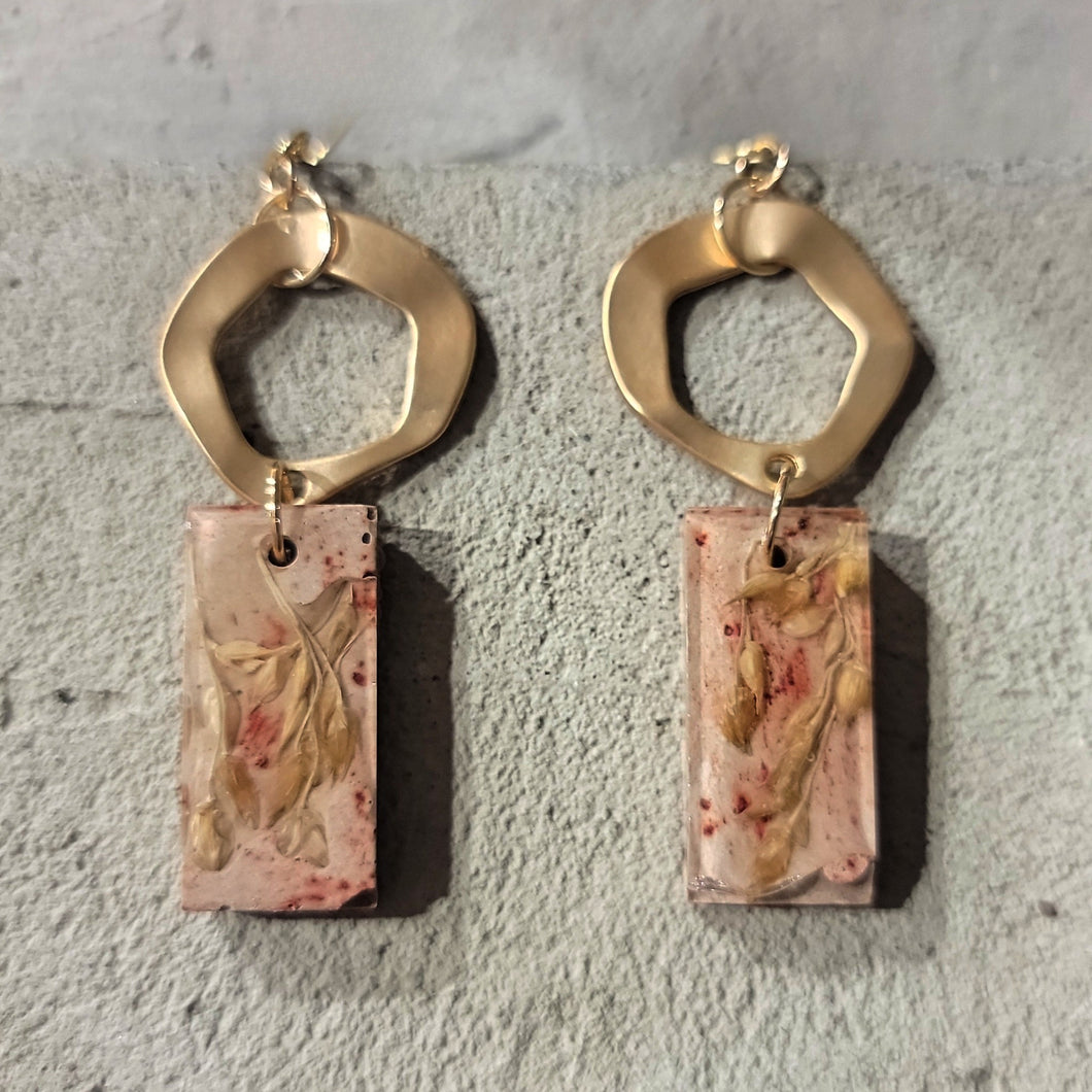 Rose Gold Colored lightweight Cement, florals & Brass