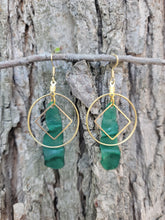 Load image into Gallery viewer, Green Wavy Abstract Earrings
