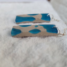 Load image into Gallery viewer, Blue Resin &amp; Taupe Concrete Earrings
