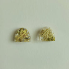 Load image into Gallery viewer, Yellow Moss/lichen Semi oval Earrings
