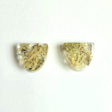 Load image into Gallery viewer, Yellow Moss/lichen Semi oval Earrings
