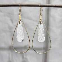 Load image into Gallery viewer, Teardrop White Cement &amp; Metal Mix Earring
