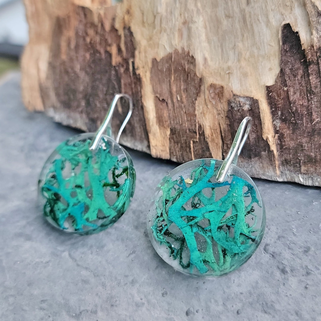 Boho Circle Nature Earrings Moss/Lichen