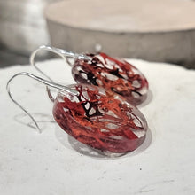 Load image into Gallery viewer, Red Moss Circle Nature Earrings
