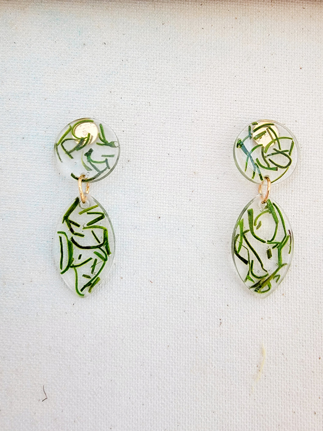 Natural Preserved Moss/Resin earrings