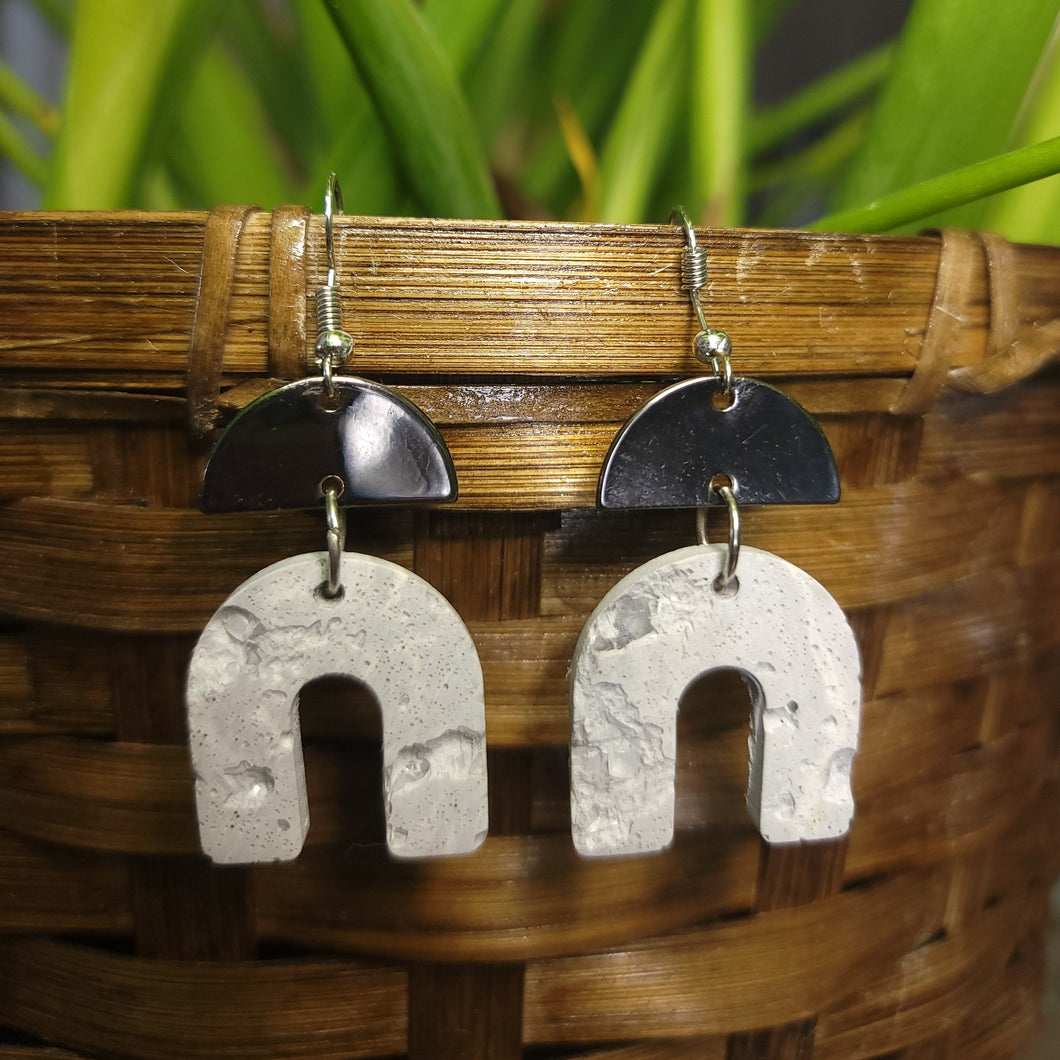 Cement & Recycled Glass Earrings Boho