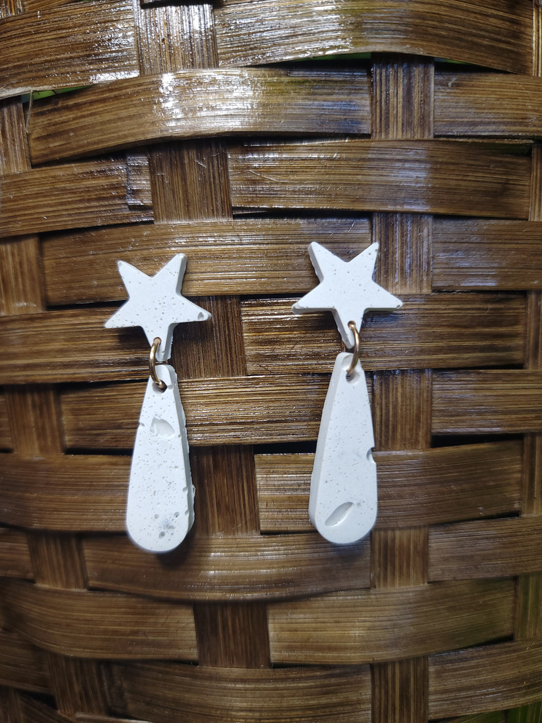 White Cement Star Drop Earrings