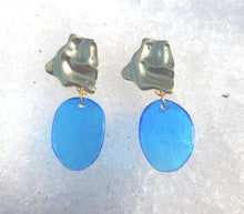 Load image into Gallery viewer, Handcrafted Abstract Brass &amp; Resin Earrings
