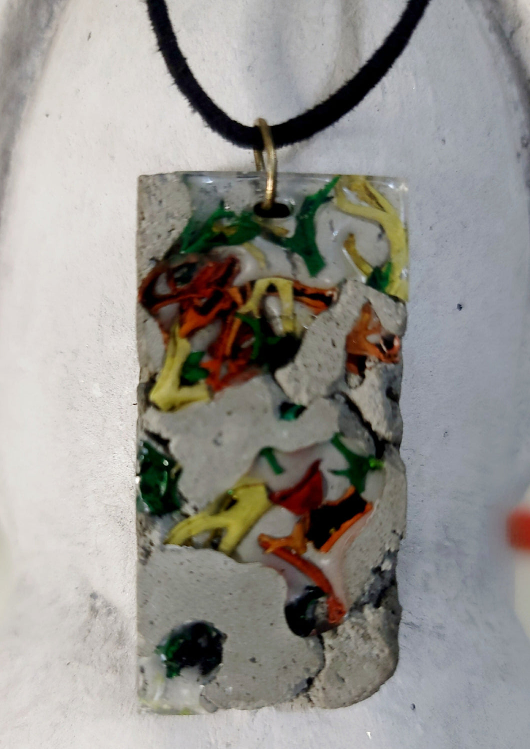 Multicolored Moss in Cement Pendant