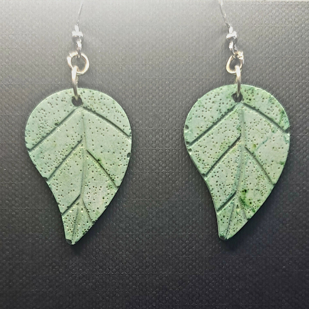 Hand Dyed Lightweight Cement Leaf Earrings