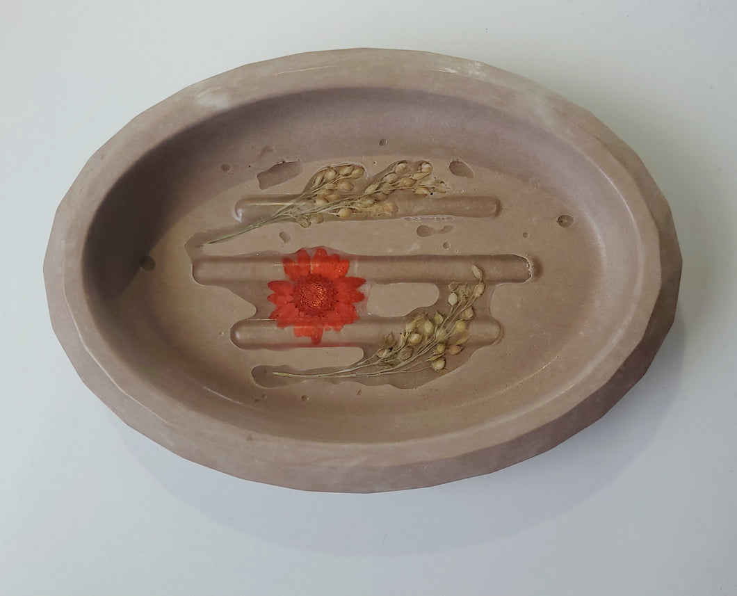 Handmade Concrete Soap Dish with Manitoba Grains