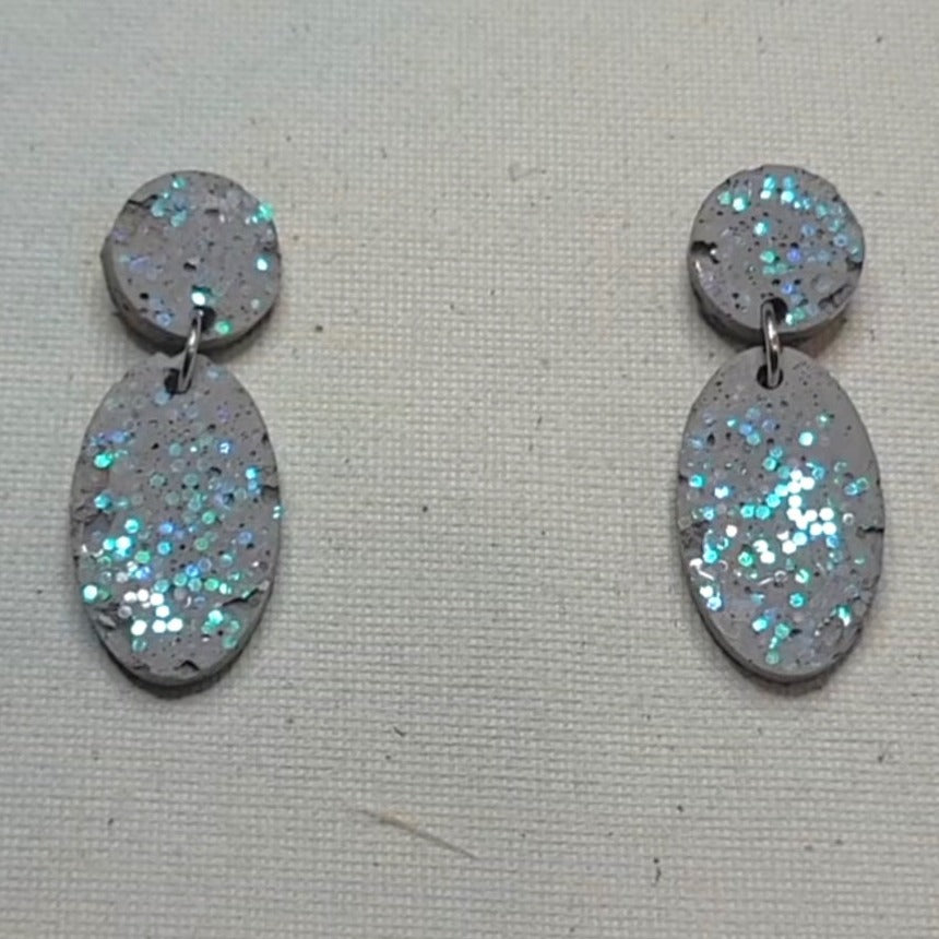 Grey Cement and Glitter Earrings