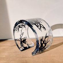 Load image into Gallery viewer, Dried Moss Cuff Bracelet dyed blue
