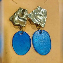 Load image into Gallery viewer, Handcrafted Abstract Brass &amp; Resin Earrings
