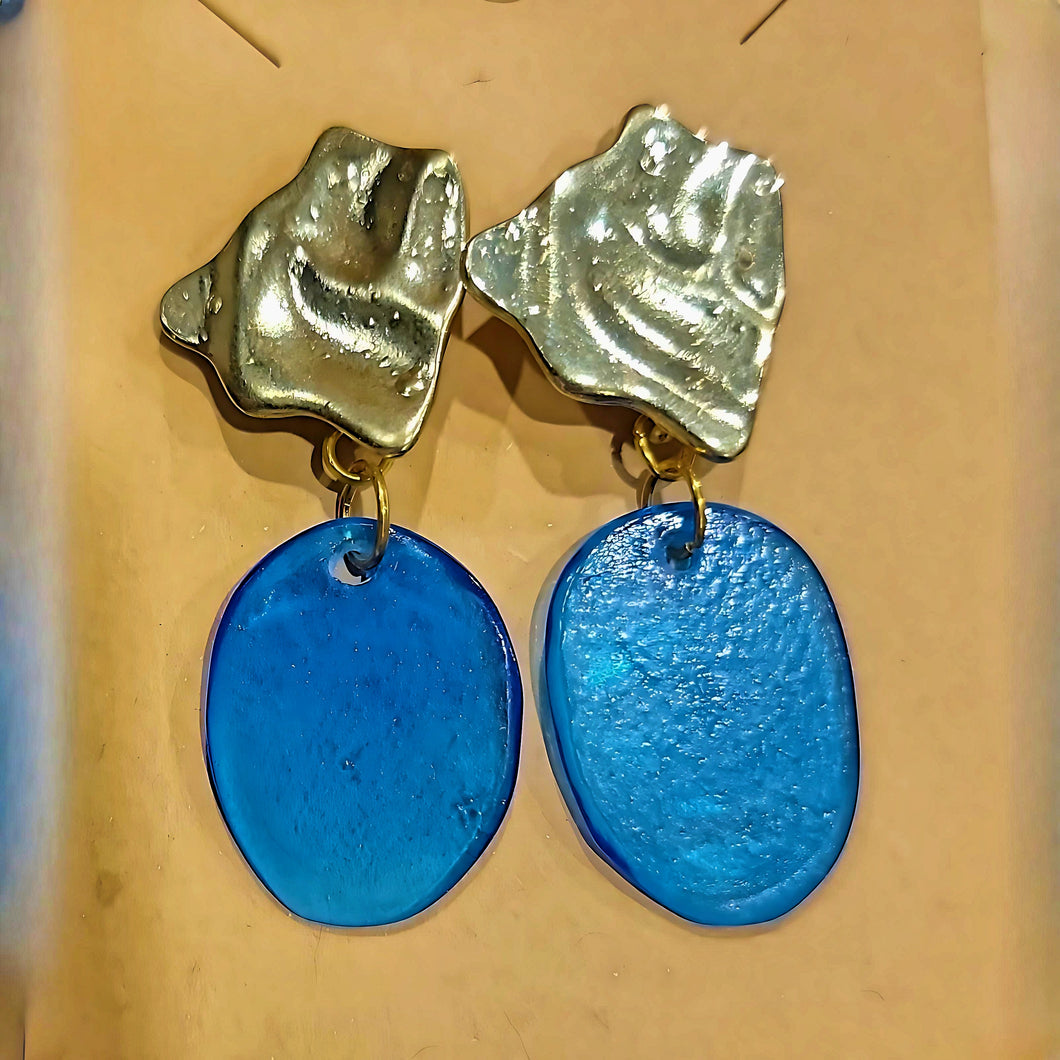 Handcrafted Abstract Brass & Resin Earrings