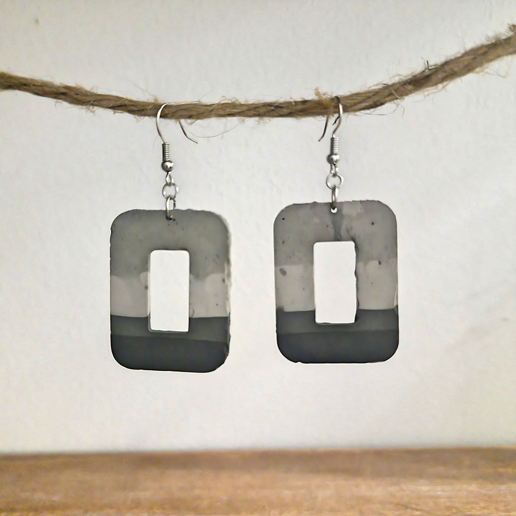 Hand Dyed Ombre Lightweight Cement Earrings