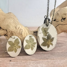 Load image into Gallery viewer, Lightweight Cement &amp; Leaves Pendant &amp; Earrings Set
